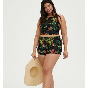 Black tropical print wireless swim set Torrid